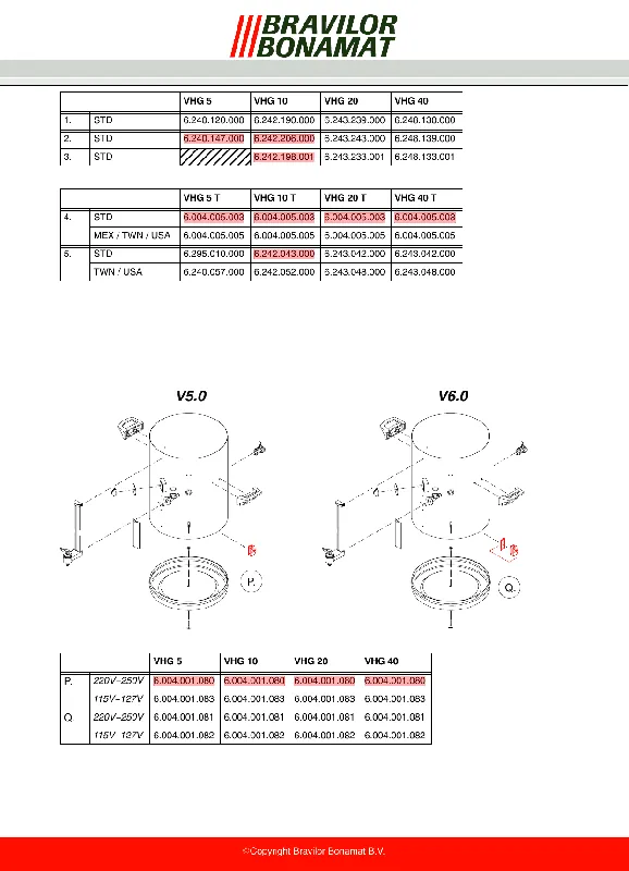 Bonamat av/på-bryter B5,B10 Urna - Reservedel OEM-nummer 6.004.001.081