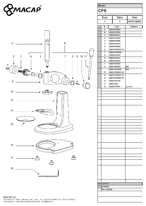 Macap CPS GEAR PLUG - Reservedel OEM-nummer C0004CPS047