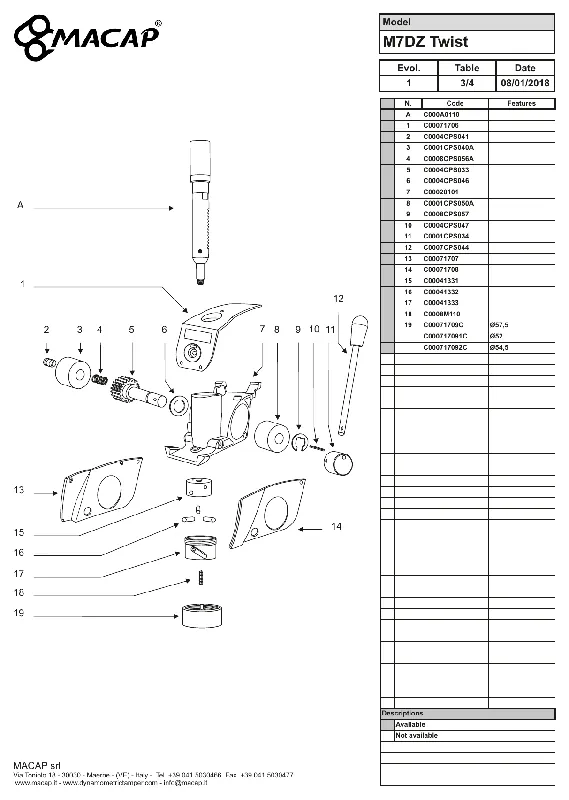 Macap CPS TW ROTATION PIN - OEM-reservedelsnummer C00041332