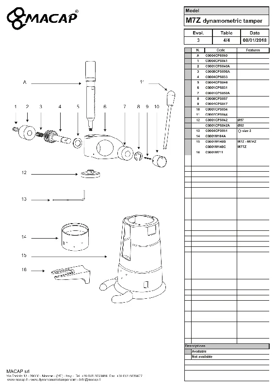 Macap Fjær M7DZ - Reservedel OEM-nummer C0008CPS056A