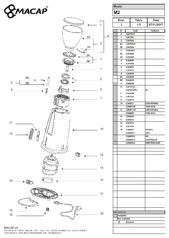 Macap Fot M2 - Reservedel OEM-nummer C247049