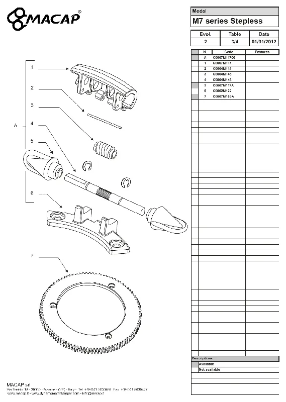 Macap trinnløs innstillingsring M7D - OEM-reservedelsnummer C0007M163A