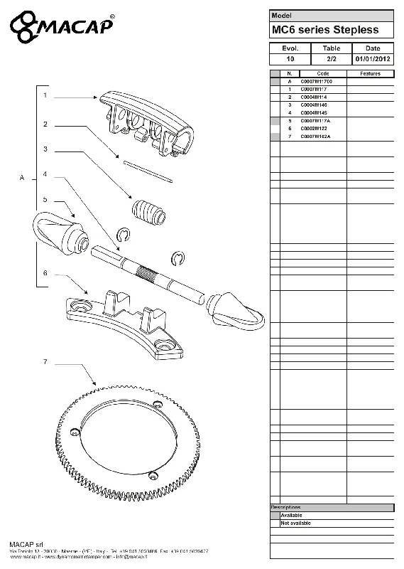 Macap trinnløs innstillingsring MXD - OEM-reservedelsnummer C0007M162A