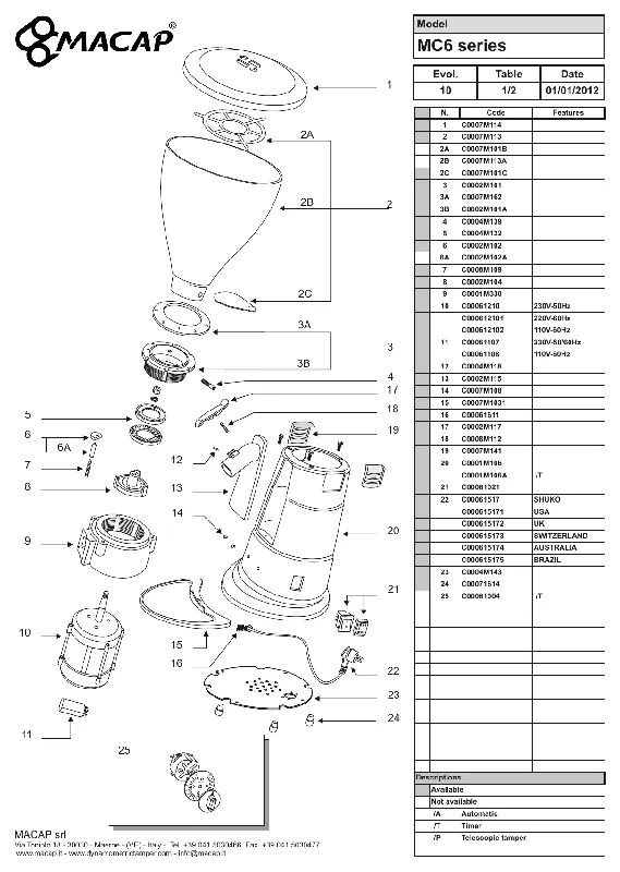 Macap Motor MXD - Reservedel OEM-nummer C00061210