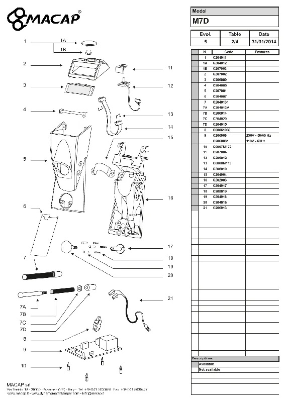 Macap programmeringsknapp MXD M7D - Reservedel OEM-nummer C204011