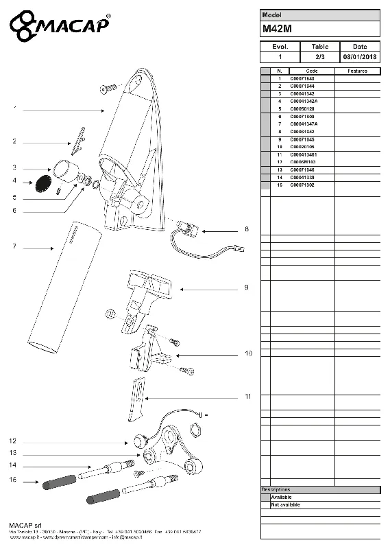 Macap Reggi Tubo M42M - OEM-reservedelsnummer C00071645