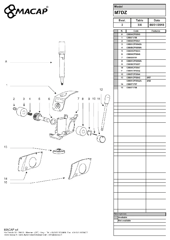 Macap høyre sidepanel M7DZ - Reservedel OEM-nummer C00071708