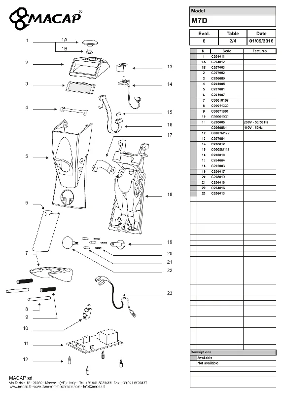 Macap støttestang M7DZ - Reservedel OEM-nummer C00041330