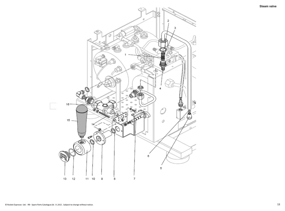 Rocket dampkran R8/R9/R Nine One - Reservedel OEM-nummer M229905343