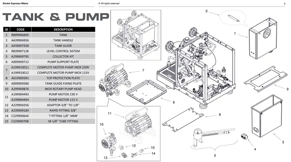 Rocket rotasjonspumpe i rustfritt stål - Reservedel OEM-nummer A299909876