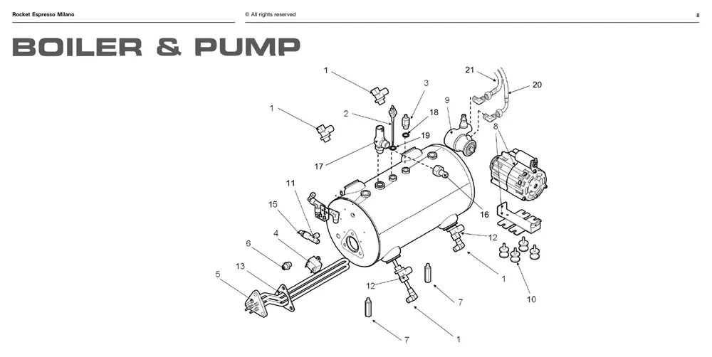 Rocket varmevekslerkobling høyre øvre - Reservedel OEM-nummer M279904702