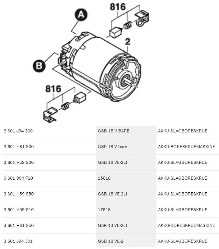 Bosch motor GSR18VE-2LI