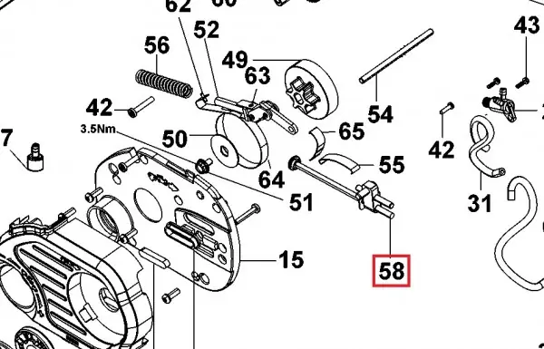 Kædejustering Dewalt DCM575 kædesav