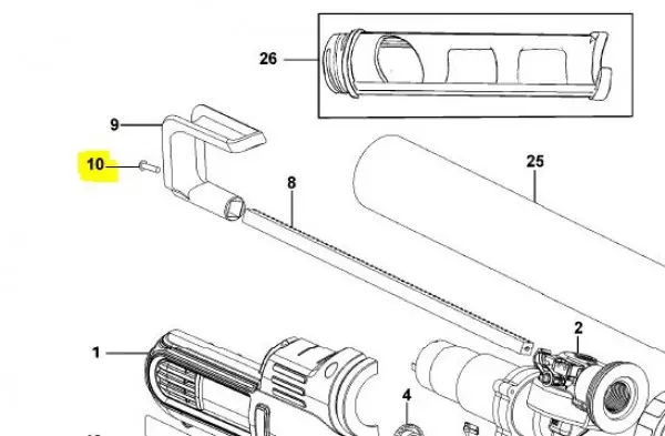 Skrue til fugepistol DC542 / DC547 / DCE581 / DCE580 - håndtag