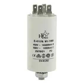 Kondensator 8 µF - 450 Volt mål 30 x 70 mm