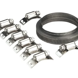 Slangeklemme rustfri sett 3 meter og 8 klips