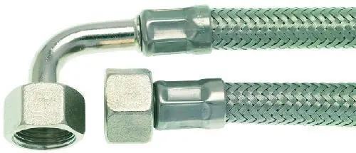 Tilførselsslange 2,5 meter stålomspunnet – 3/4" rett og vinkel tilkobling