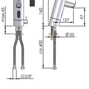 Blandebatteri med sensor 9 volt batteri Echtermann proffkraner