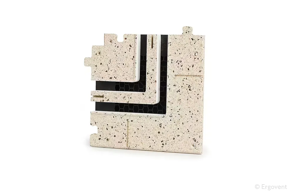 Corner connection forERGOVENT LINEO-PRO PUZZLE diffuser (2 slots x 20 mm / 90 degree RIGHT ANGLE CORNER)