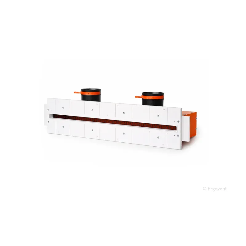 Frameless slot ventilation diffuser ERGOVENT LINEO-600 (2*75 mm duct conections / 1 slot x 600 mm x 20 mm / with damper)