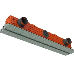 Frameless slot ventilation diffuser ERGOVENT LINEO-PRO CONDI-125 connected (PVC plenum / 2*125 mm duct conection / 1 slot x 1050 mm x 20 mm)