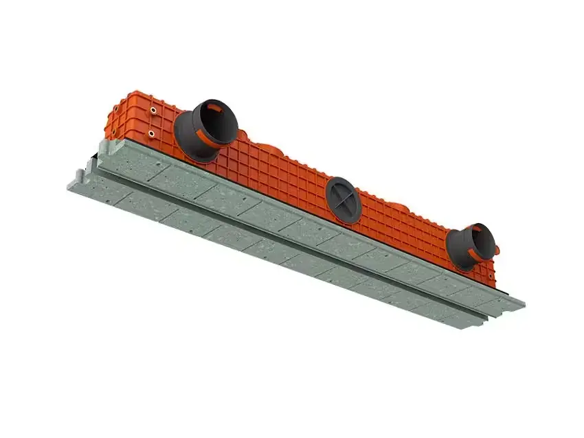 Frameless slot ventilation diffuser ERGOVENT LINEO-PRO CONDI-125 connected (PVC plenum / 2*125 mm duct conection / 1 slot x 1050 mm x 20 mm)