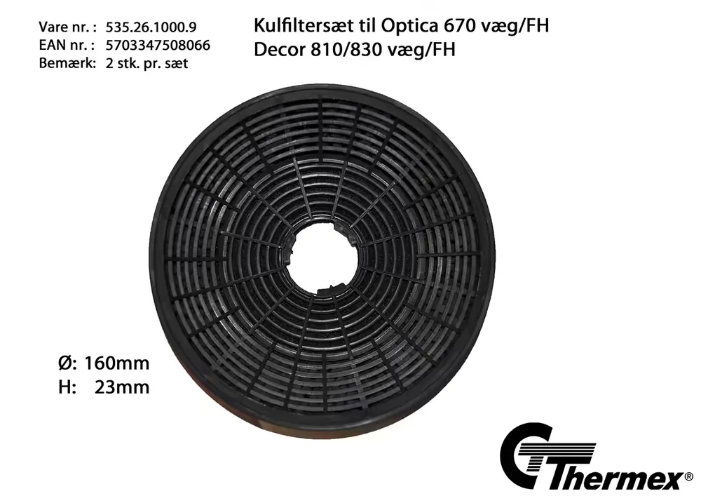 Kulllfiltersett til Optica 670 vegg/FH