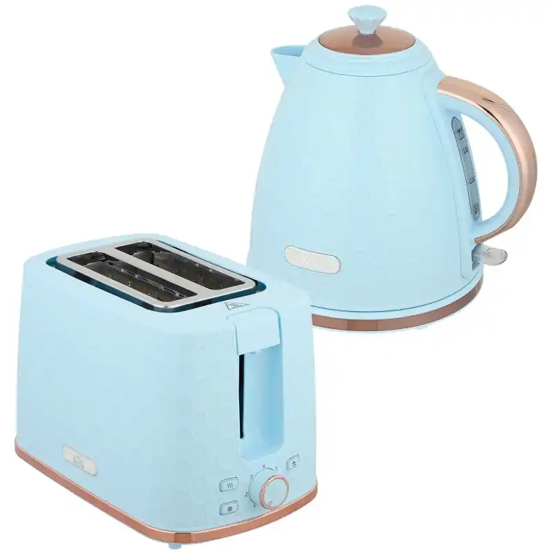 HOMCOM 1.7L 3000W Rasktkokende vannkoker & 2 Brødrister sett, vannkoker og brødrister sett med automatisk avslåing, bruningskont
