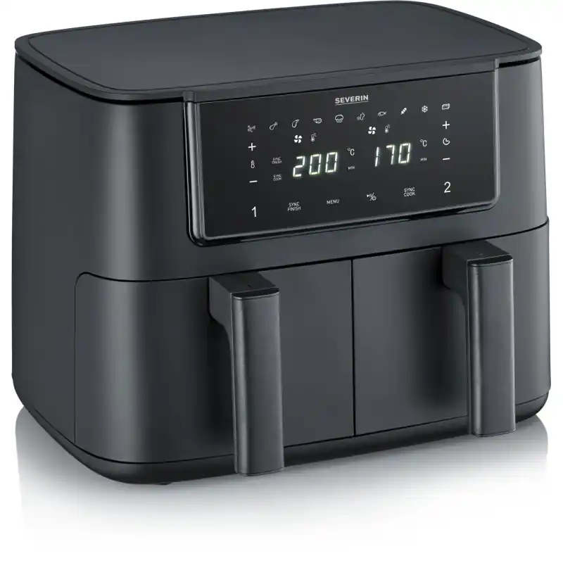 Severin FR 2463 Dobbel 8 L Frittstående 2600 W Varmluftsfrityr Svart -