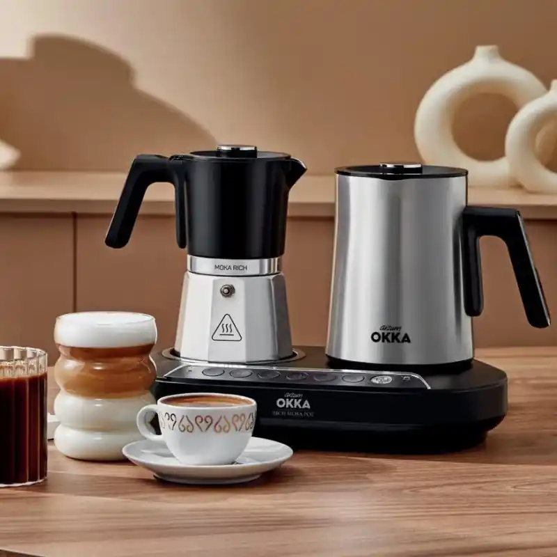 Arzum Okka Rich Moka Pot Tyrkisk kaffe og Moka-maskin, velvetiser, melkeskummer