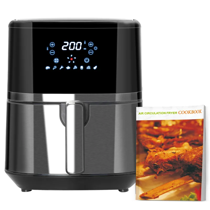 HOMCOM 4.5L Fritøse, 8-i-1 Digital fritøseovn med rask luftsirkulasjon, temperaturkontroll og timer, non-stick-kurv, oljefri