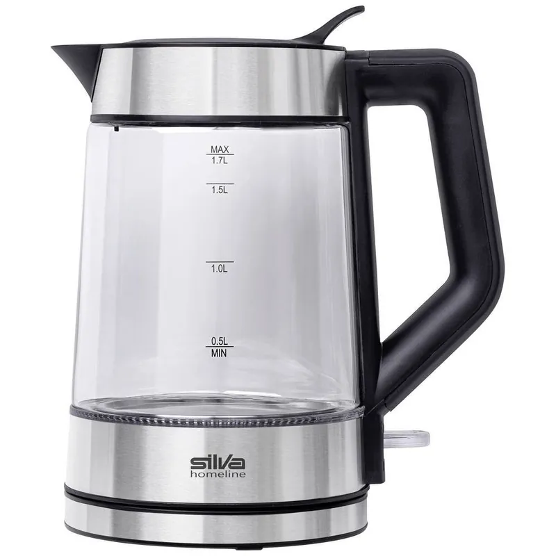Silva Homeline KL-G 2007 1.7 L vannkoker i glass – sølv/sort