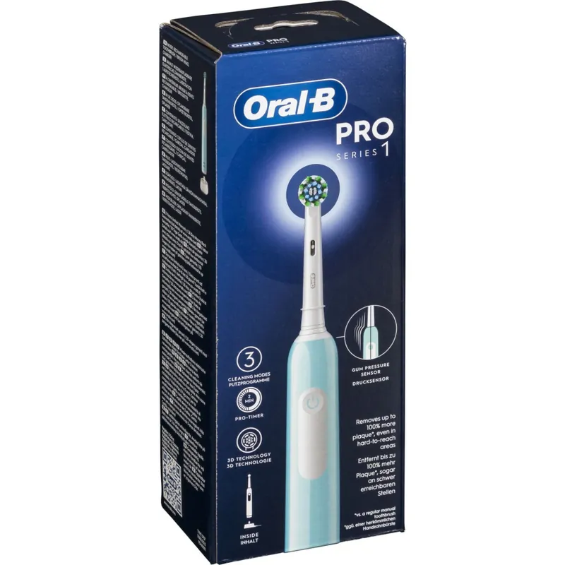 Oral-B Pro 1 Cross Action Voksen Roterende tannbørste Blå, Hvit