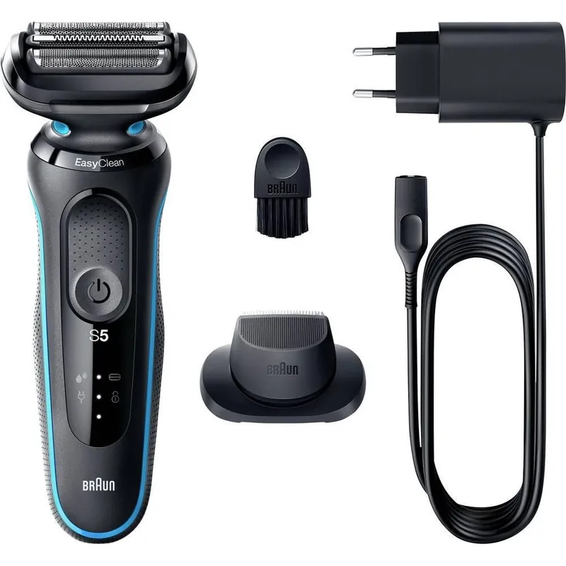 Braun Series 5 51-M1200s barberhøvel for menn Foliebarberhøvel Trimmer Svart, Blå