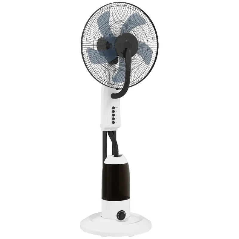 HOMCOM Tåkevifte, gulvvifte med vannspray, 70° Oscillasjon, vippbart hode, 3 Hastigheter, 2.8L Vanntank, hvit