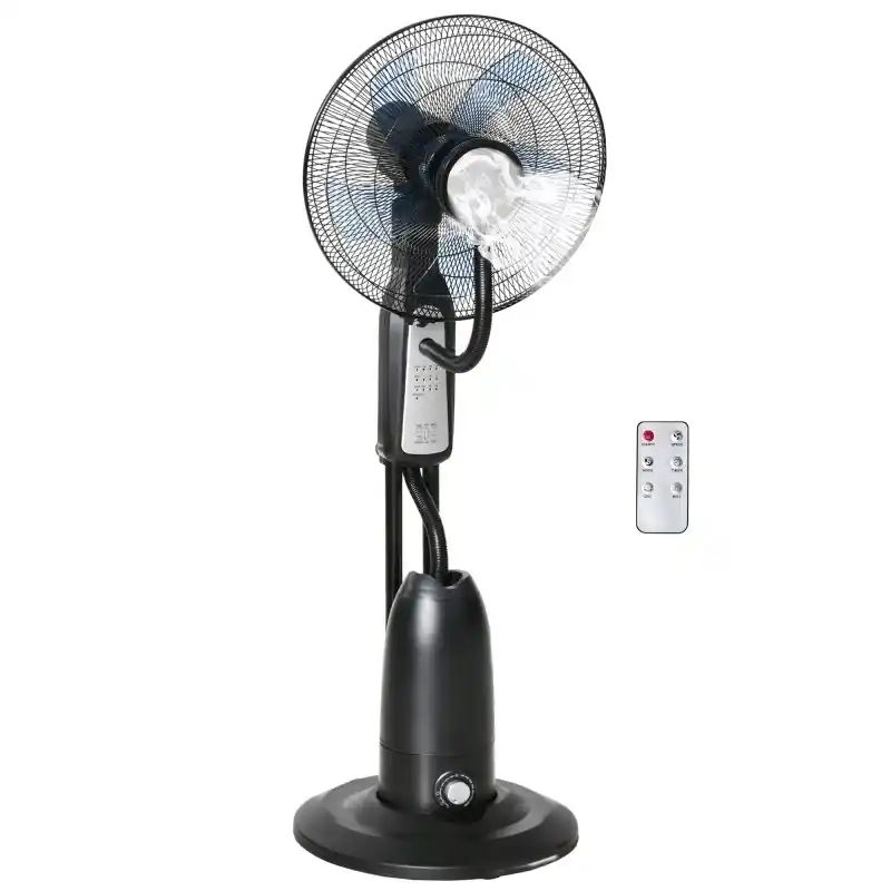 HOMCOM 18" Gulvventilator med vannspray, fuktgivende tåkevifte, stående vifte med 3 hastigheter, 2.8L vanntank, timer og f