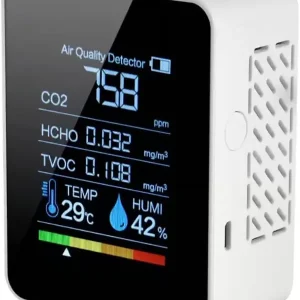 Innendørs Luftkvalitetsmåler med CO2-deteksjon, 5 Sensor Kompakt Digital Enhet