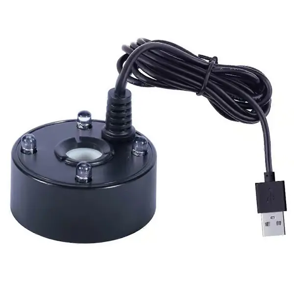 Tåkemaskin, USB-port 4-fargers LED-lys minitåkemaskin, for innendørs fontene, hagedam og vannfunksjoner