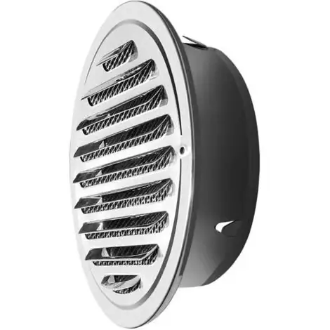 Rund ventilasjonsrist i rustfritt stål, 100 mm metallventilasjonsrist, værbestandig rist med insektnett