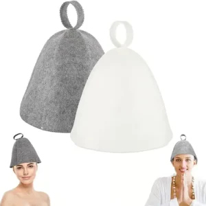 stk. Saunahatt, Original Ull, Komfortabel og Pustende for Sauna, 100% Naturlig Filt Saunatilbehør (Grå & Hvit)