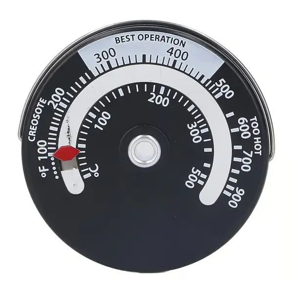 Magnetisk Ovnstermometer 0‑500℃ Aluminiumlegering Skive Høypresisjons Termometer Måler for Peis