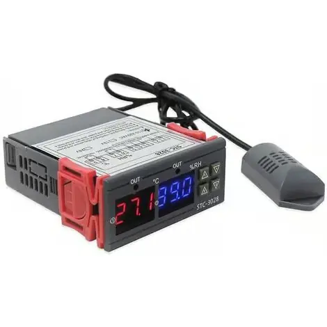 Digital Fuktighets- og Temperaturregulator med Innebygd Sensorprobe Reléutgang, 110-220V - 110-220V