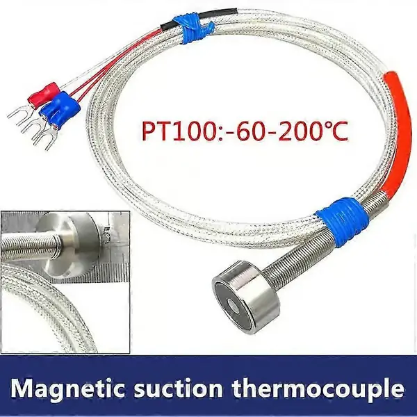 RTD PT100 Magnetisk Temperaturføler, Høy-temperatur og Oljebestandig Design, 1m Lengde Silver
