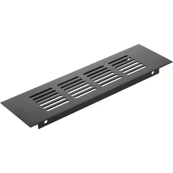 Ventilasjonsrist for sokkel, aluminium base 200x60mm, svart farge