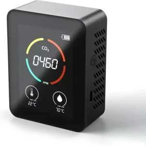 CO2-måler Multifunksjonell termohygrometer Hjem Digital luftdetektor Intelligent luftkvalitetsmonitor, Svart