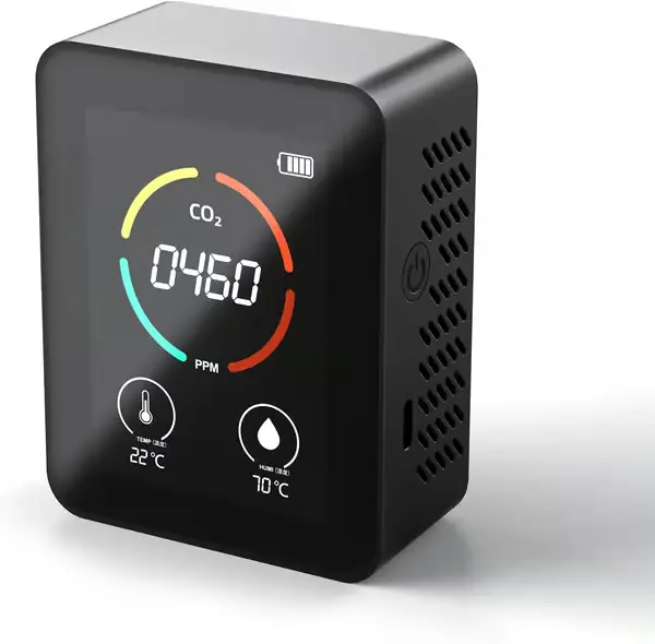 CO2-måler Multifunksjonell termohygrometer Hjem Digital luftdetektor Intelligent luftkvalitetsmonitor, Svart