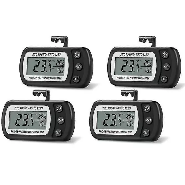 4 STK Digitalt Kjøleskapstermometer Kjøleskap og Fryser Termometer med Stor LCD-skjerm Stativ for Rom Kjøkken