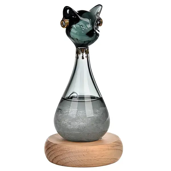 Værglass, stormglass værvarsler, katteformet flaske flytende barometer værvarsler værstasjon