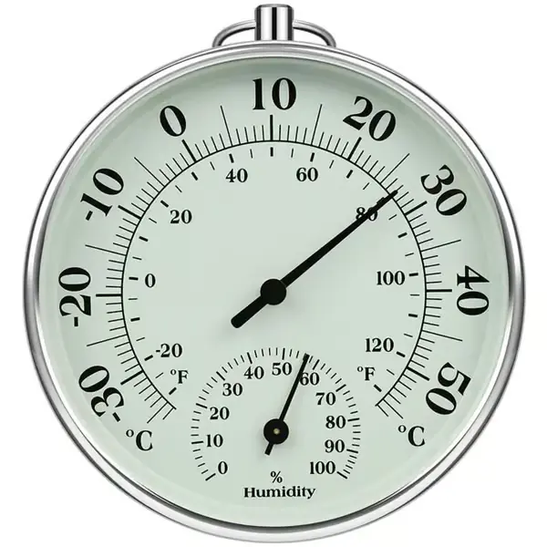 Innendørs og utendørs temperatur- og fuktighetsmåler, temperatur- og fuktighetsovervåker, diameter 10 cm