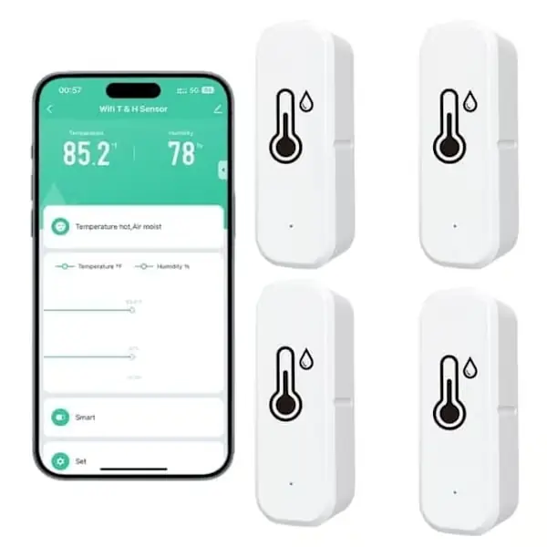 4-pakning Smart WiFi Termometer Hygrometer Temperatur Fuktighetsmåler med App-varsler
